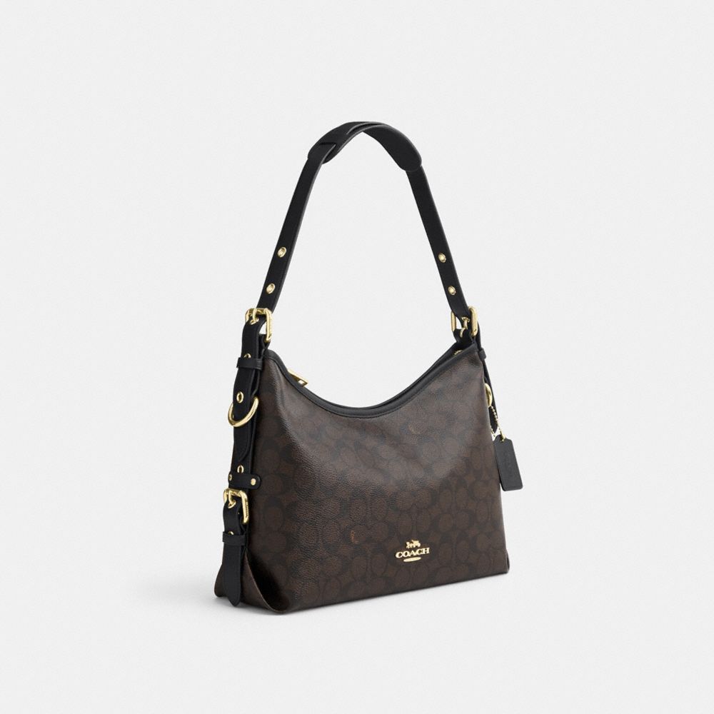 LAUREL SHOULDER BAG WITH BUCKLES IN SIGNATURE CANVAS