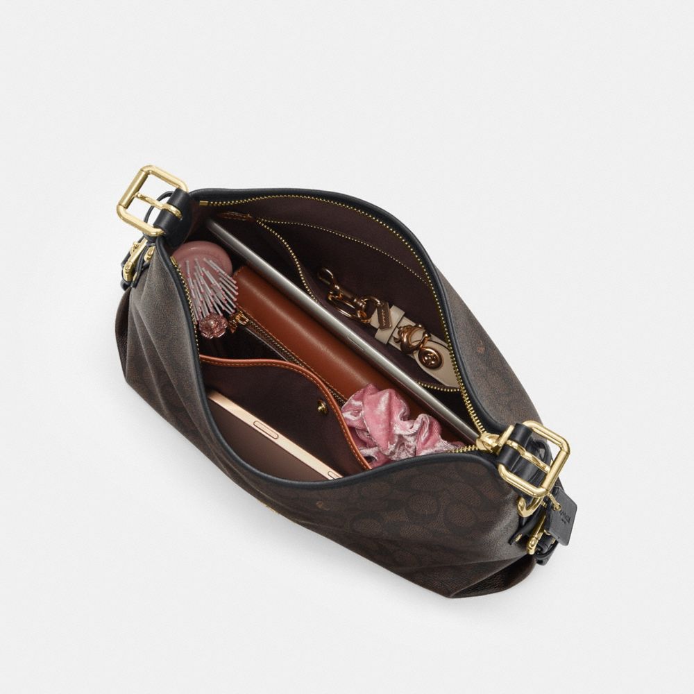 LAUREL SHOULDER BAG WITH BUCKLES IN SIGNATURE CANVAS