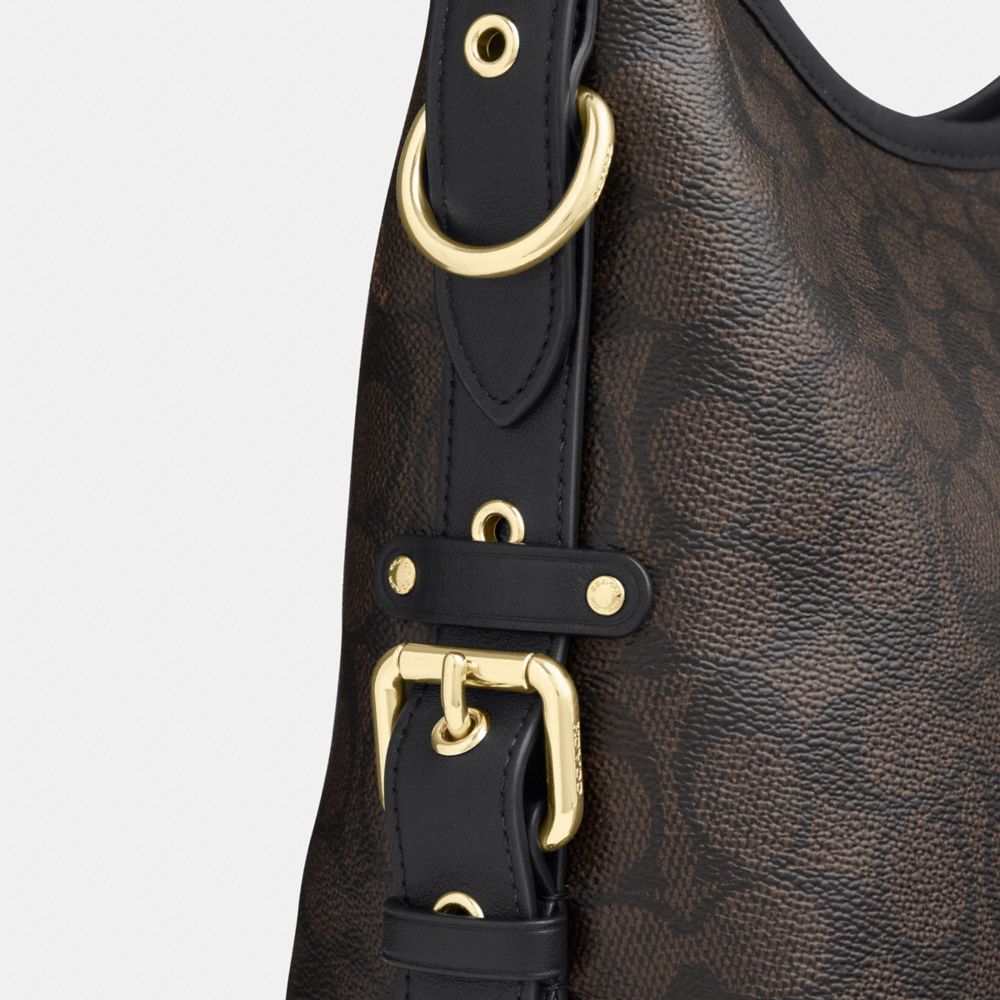 LAUREL SHOULDER BAG WITH BUCKLES IN SIGNATURE CANVAS
