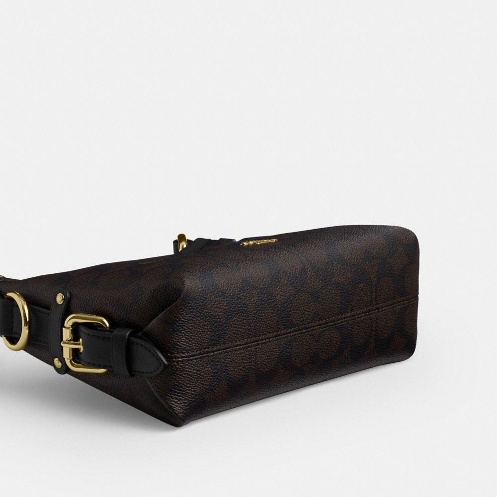 LAUREL SHOULDER BAG 22 WITH BUCKLES IN SIGNATURE CANVAS