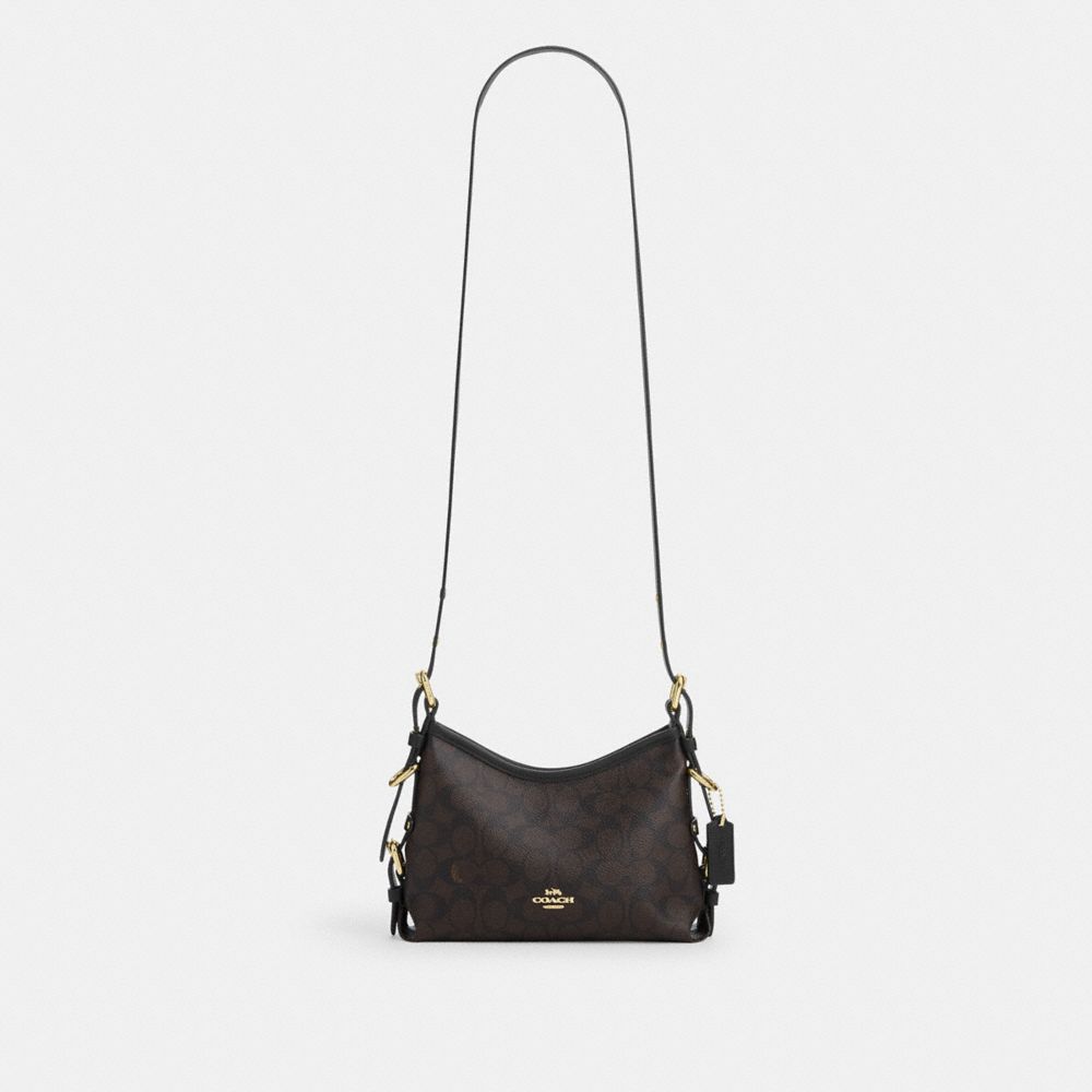 LAUREL SHOULDER BAG 22 WITH BUCKLES IN SIGNATURE CANVAS