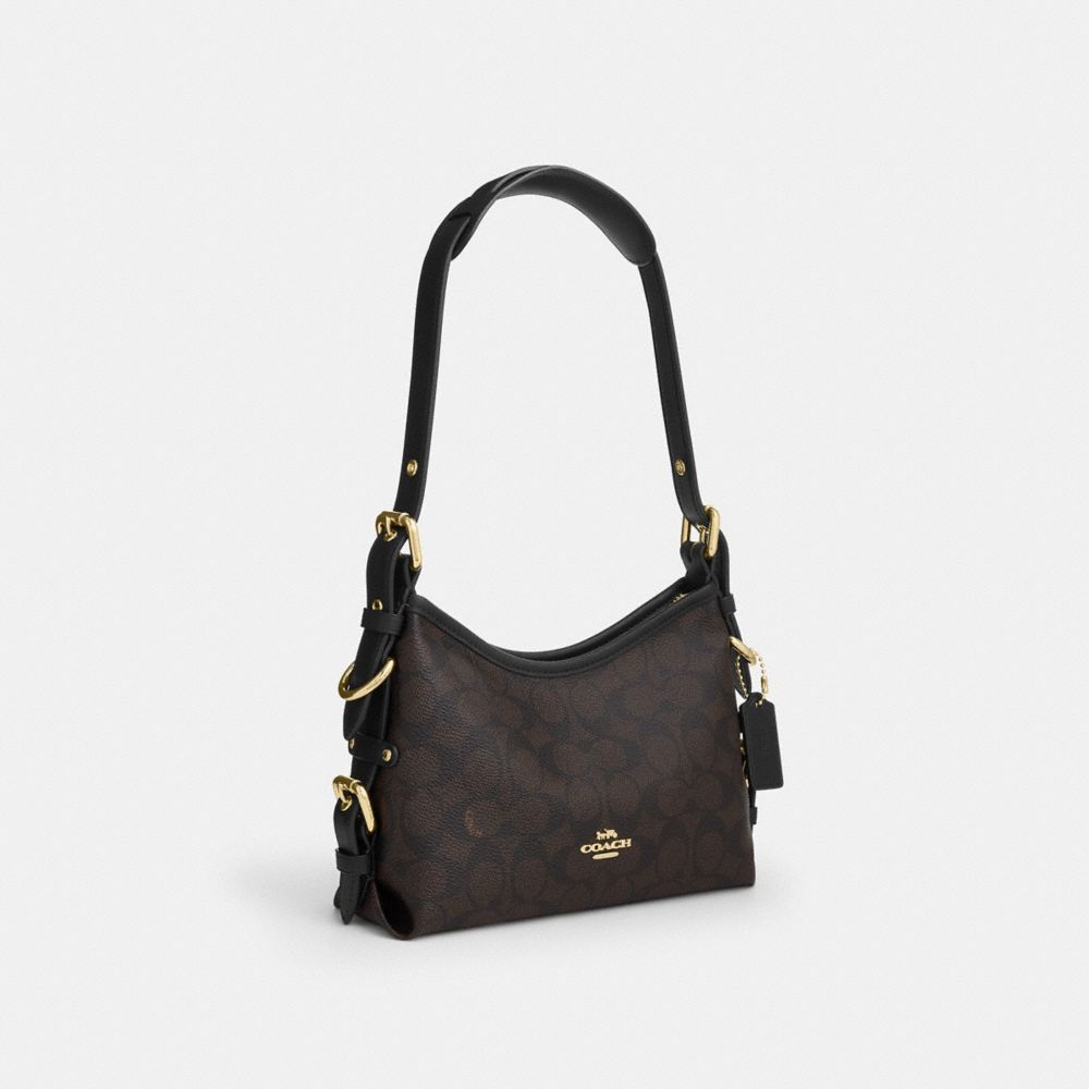 LAUREL SHOULDER BAG 22 WITH BUCKLES IN SIGNATURE CANVAS