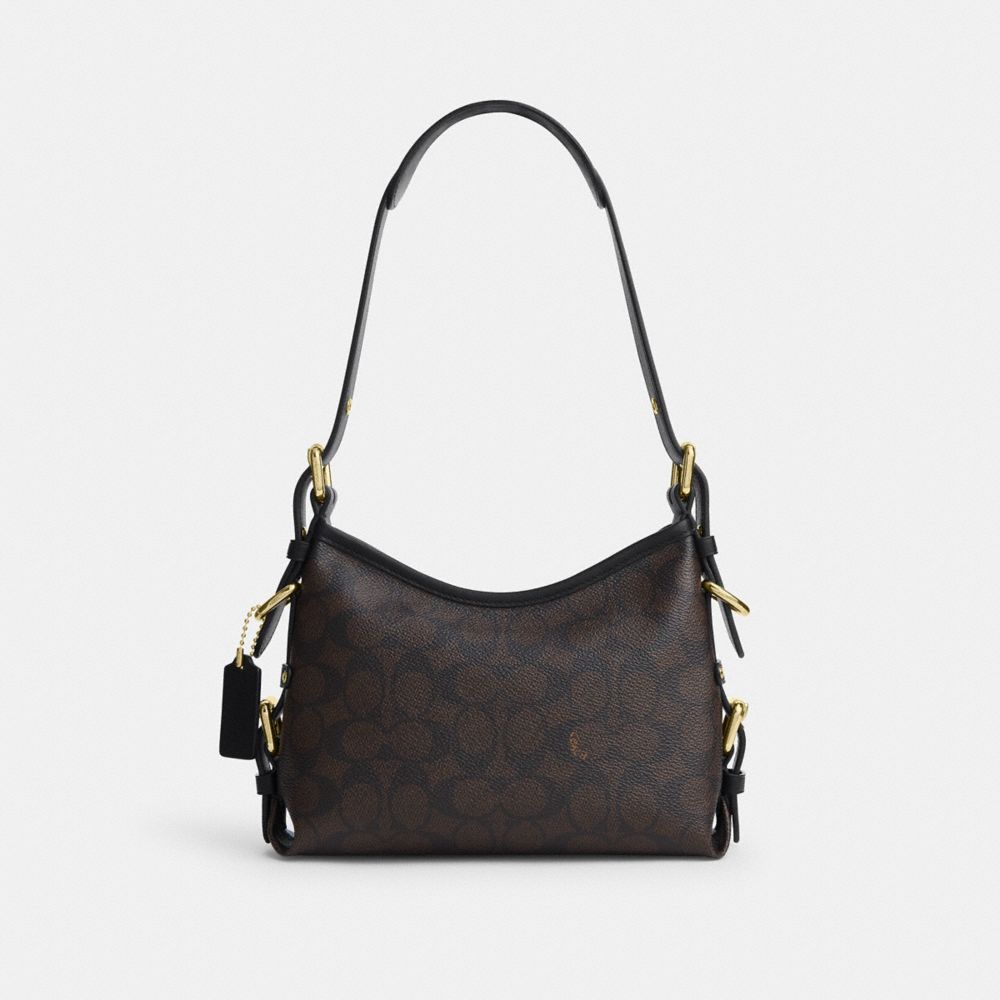 LAUREL SHOULDER BAG 22 WITH BUCKLES IN SIGNATURE CANVAS