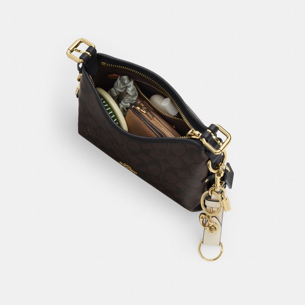LAUREL SHOULDER BAG 22 WITH BUCKLES IN SIGNATURE CANVAS