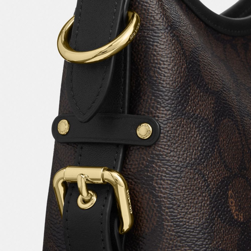 LAUREL SHOULDER BAG 22 WITH BUCKLES IN SIGNATURE CANVAS