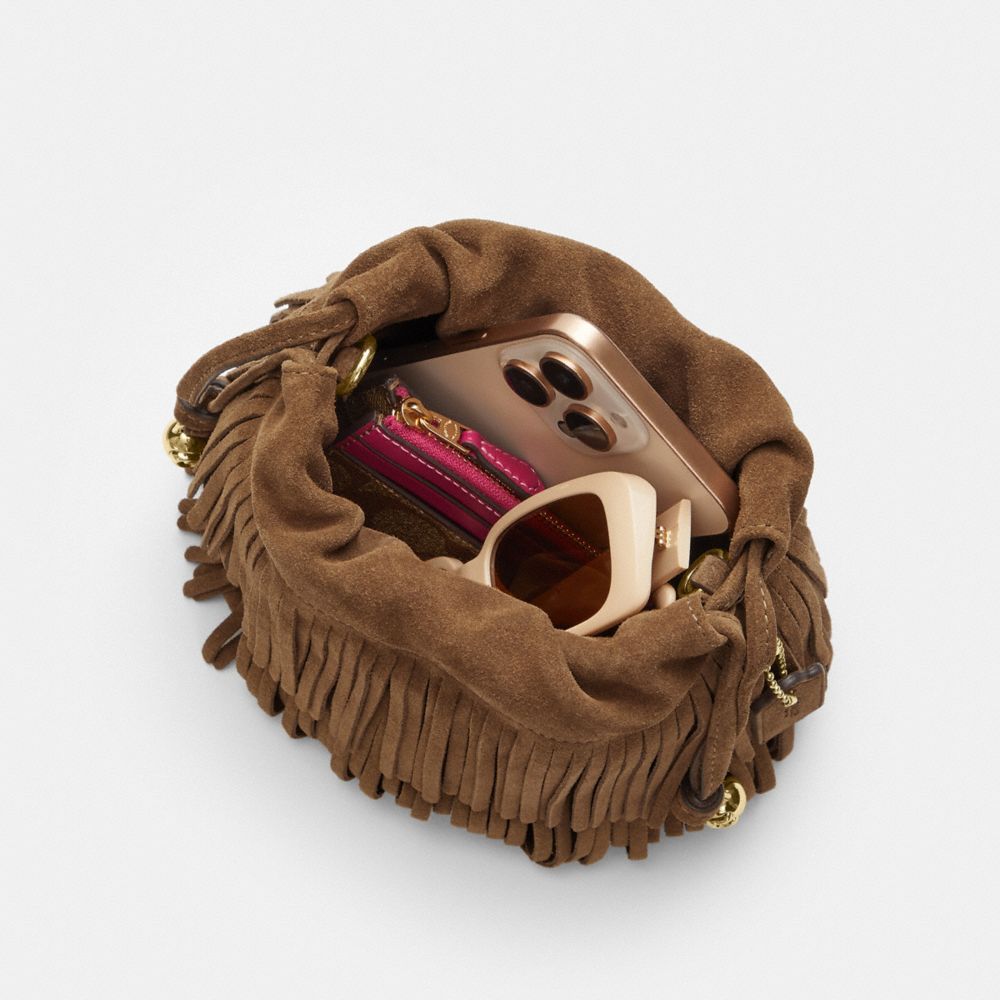 FAYE MINI DRAWSTRING BAG WITH FRINGE