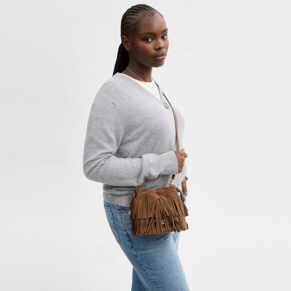 FAYE MINI DRAWSTRING BAG WITH FRINGE