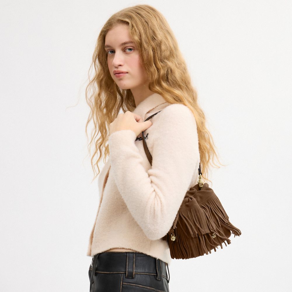FAYE MINI DRAWSTRING BAG WITH FRINGE
