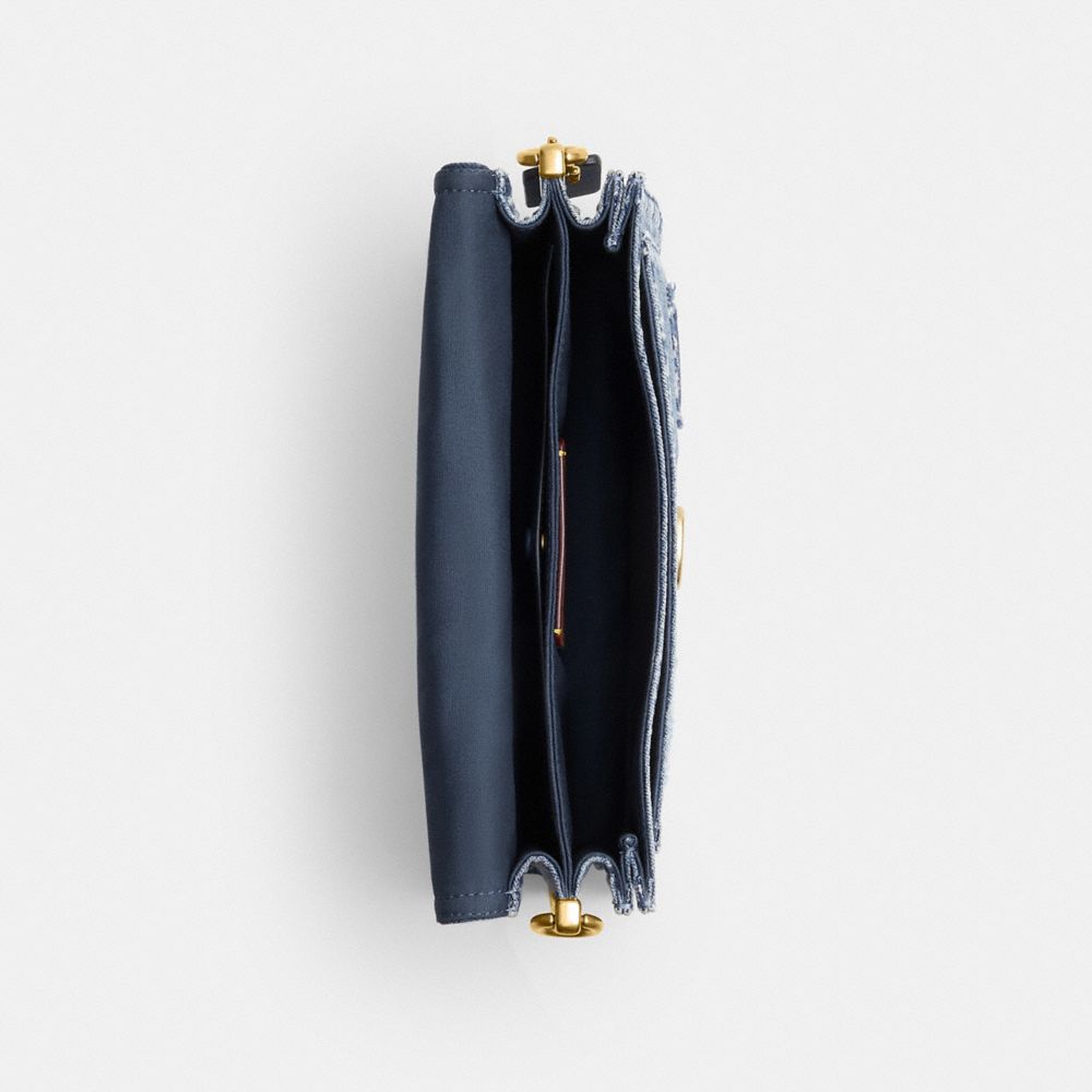TABBY SHOULDER BAG 26 IN REGENERATIVE COTTON DENIM WITH HEARTS