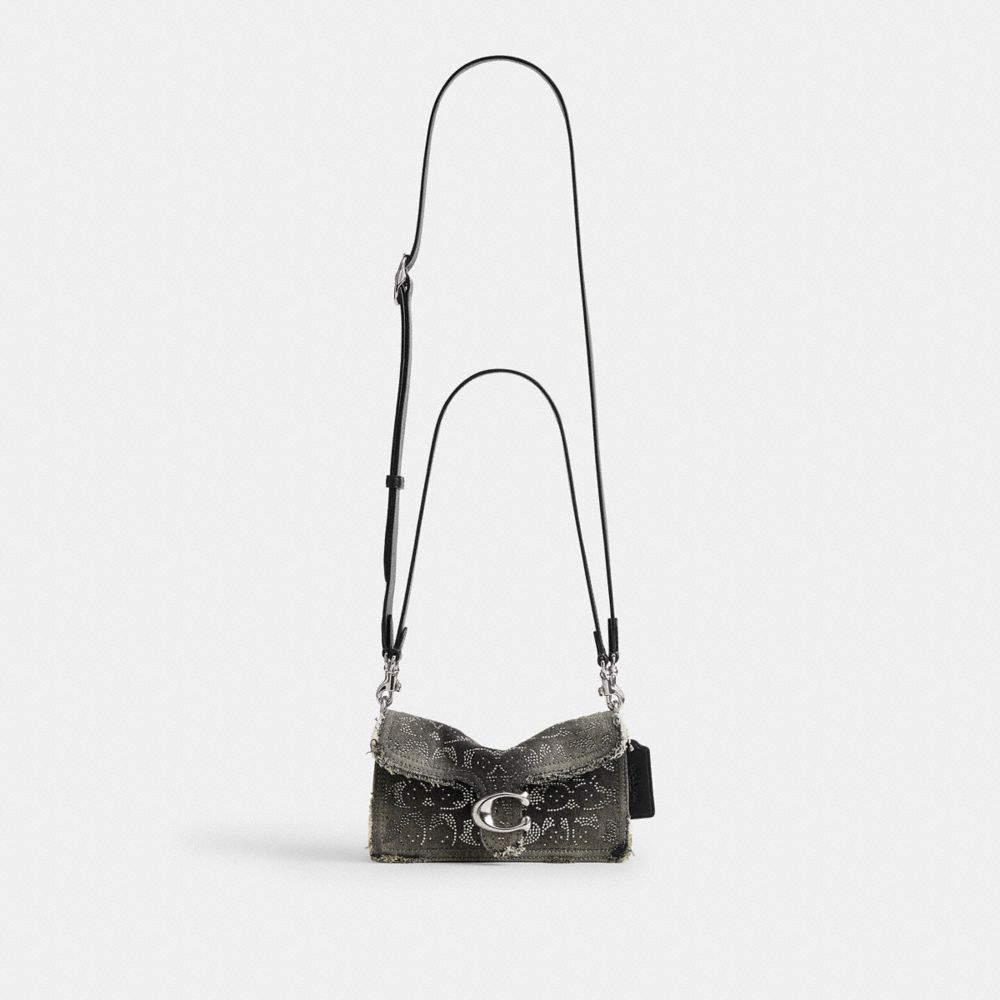 TABBY SHOULDER BAG 20 IN REGENERATIVE COTTON DENIM WITH LOVED CRYSTAL SIGNATURE