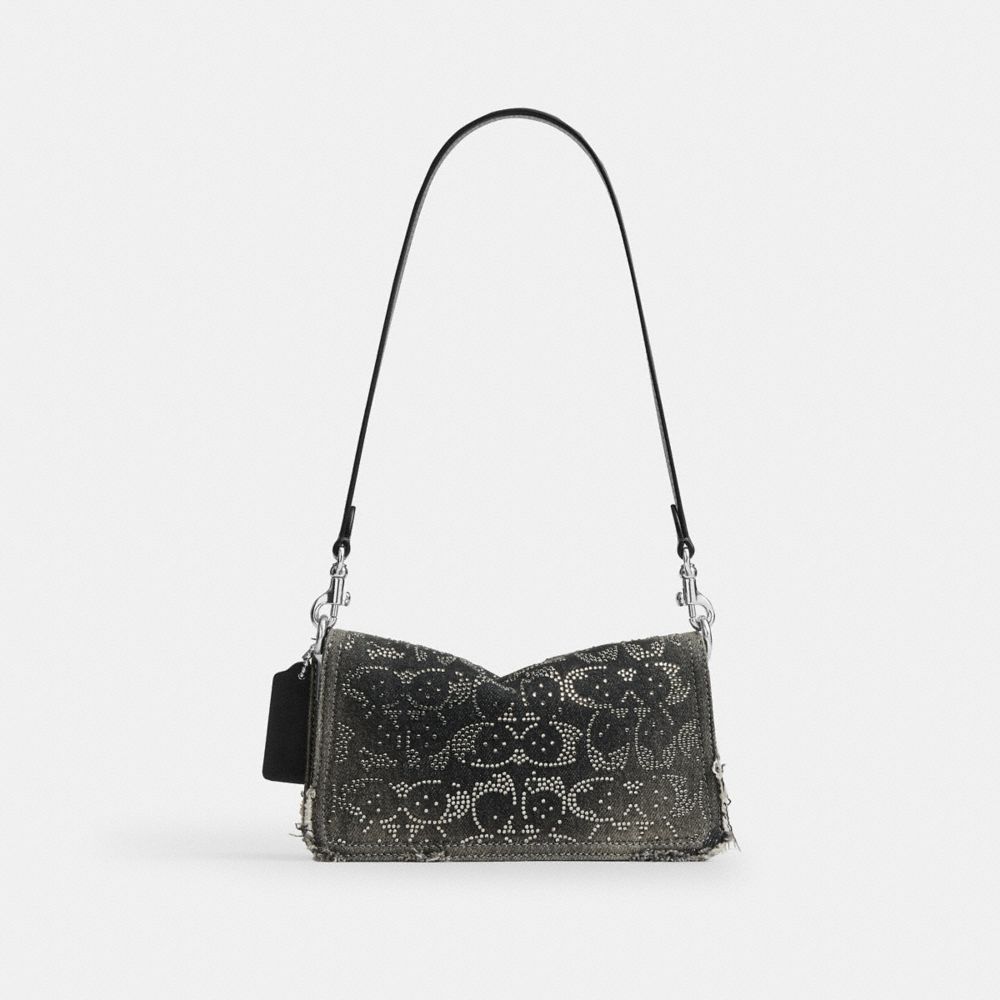 TABBY SHOULDER BAG 20 IN REGENERATIVE COTTON DENIM WITH LOVED CRYSTAL SIGNATURE