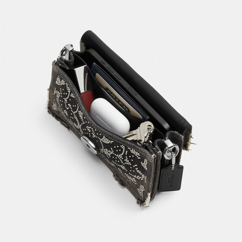 TABBY SHOULDER BAG 20 IN REGENERATIVE COTTON DENIM WITH LOVED CRYSTAL SIGNATURE