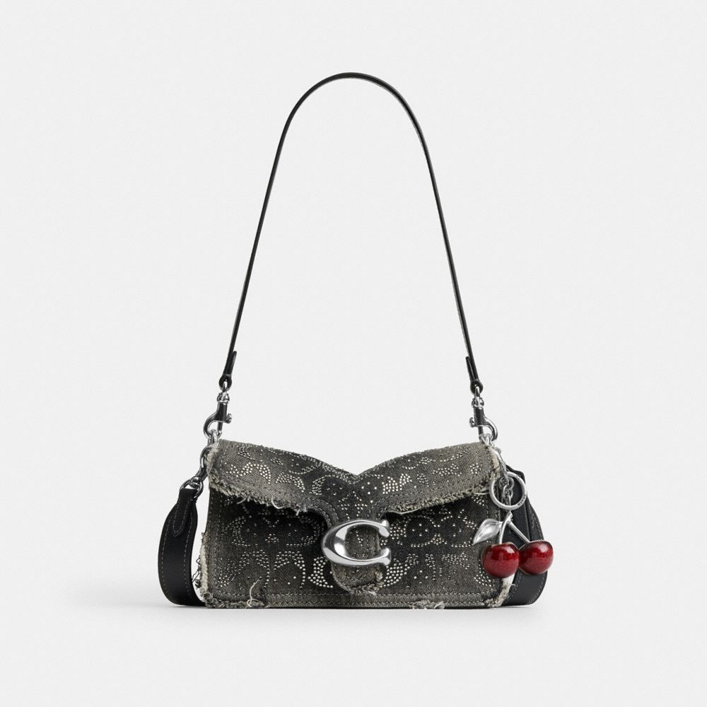 TABBY SHOULDER BAG 20 IN REGENERATIVE COTTON DENIM WITH LOVED CRYSTAL SIGNATURE