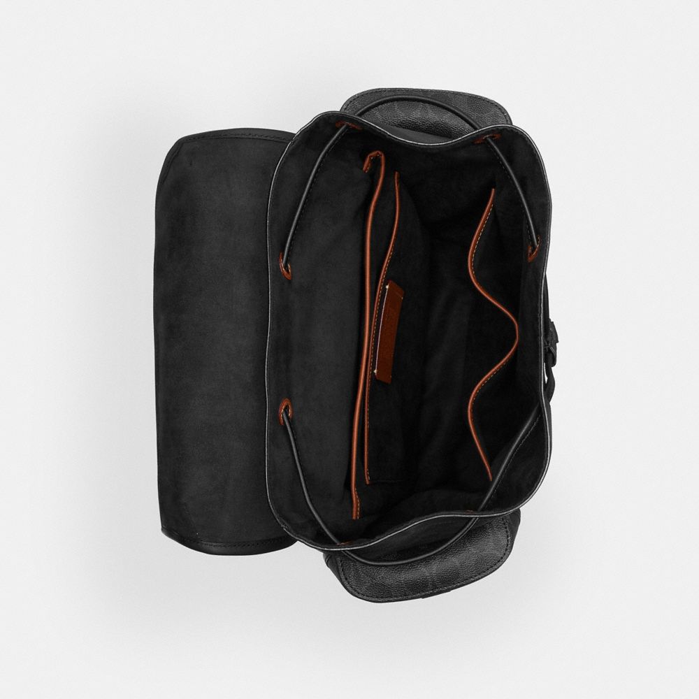 HITCH BACKPACK WITH STICKERS IN SIGNATURE UPCRAFTEDLEATHER