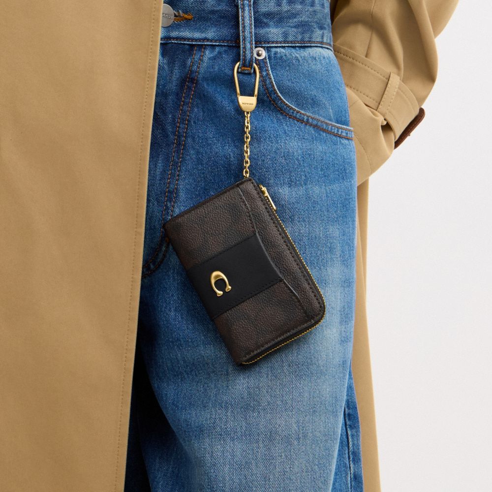 ESSENTIAL 經典 SIGNATURE UPCRAFTED 皮革鑰匙拉鍊卡夾