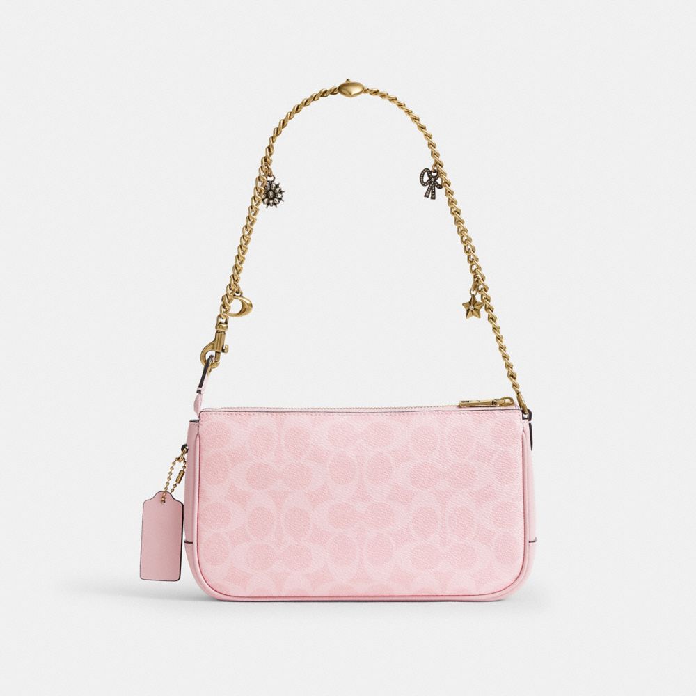 BOXED PLAZA BAG IN SIGNATURE CANVAS WITH CHARM CHAIN STRAP