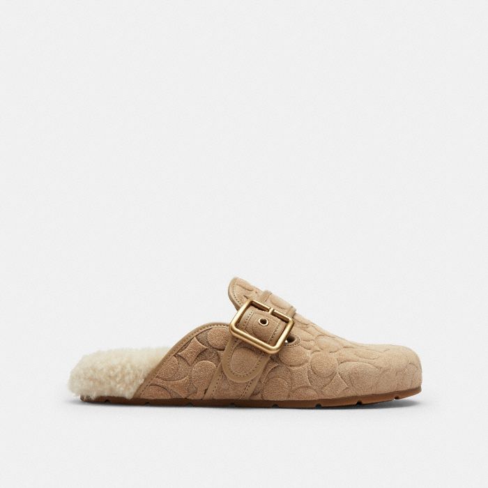 ARCHIVAL 經典 SIGNATURE 刷毛皮革 SHEARLING 扣環拖鞋