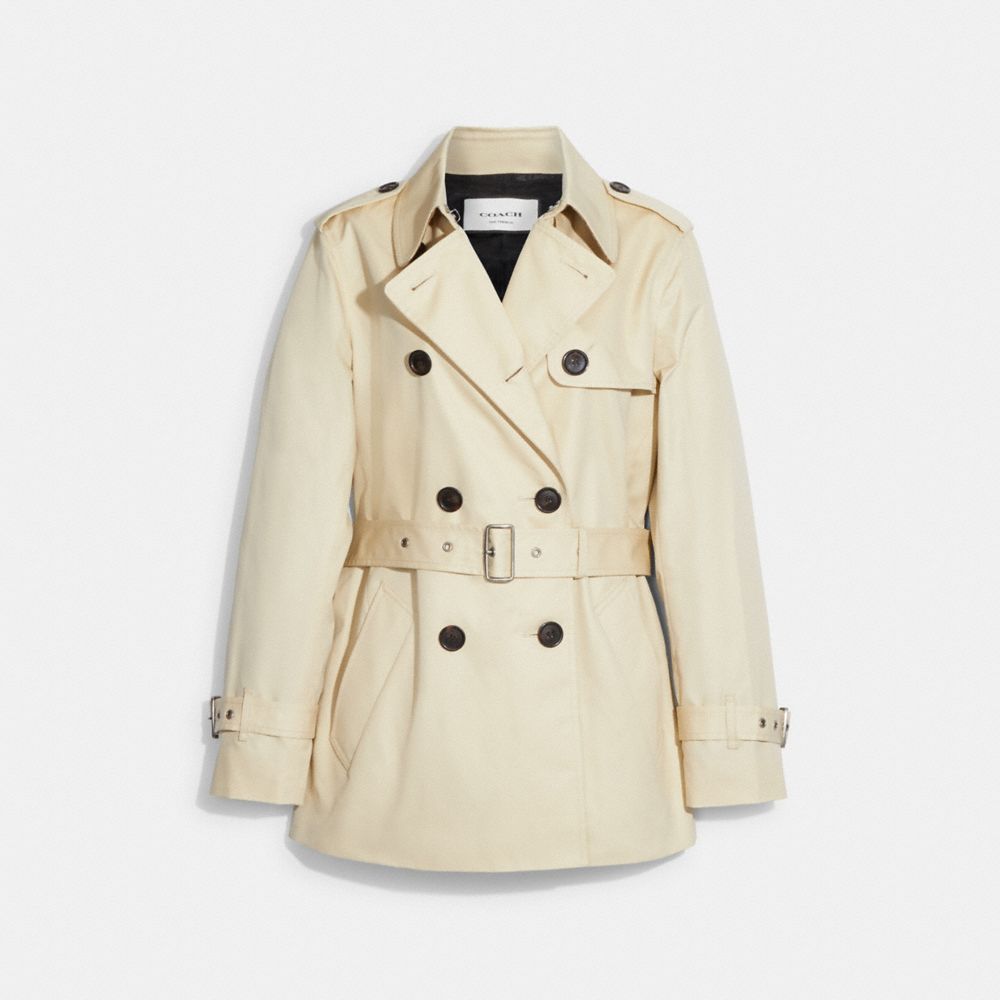 Solid Short Trench Coat - CG042 - Bone
