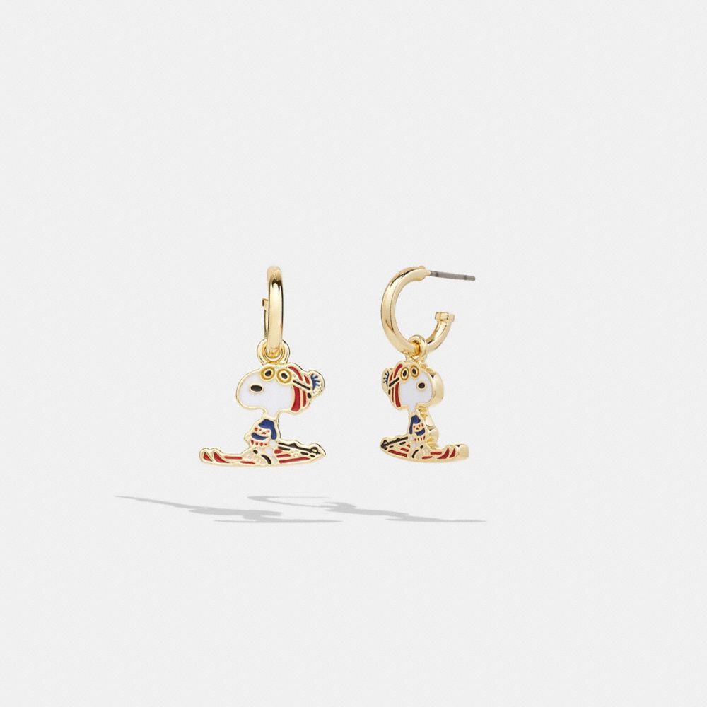 Coach X Peanuts Snoopy Ski Huggie Earrings - CG048 - Gold/Multi