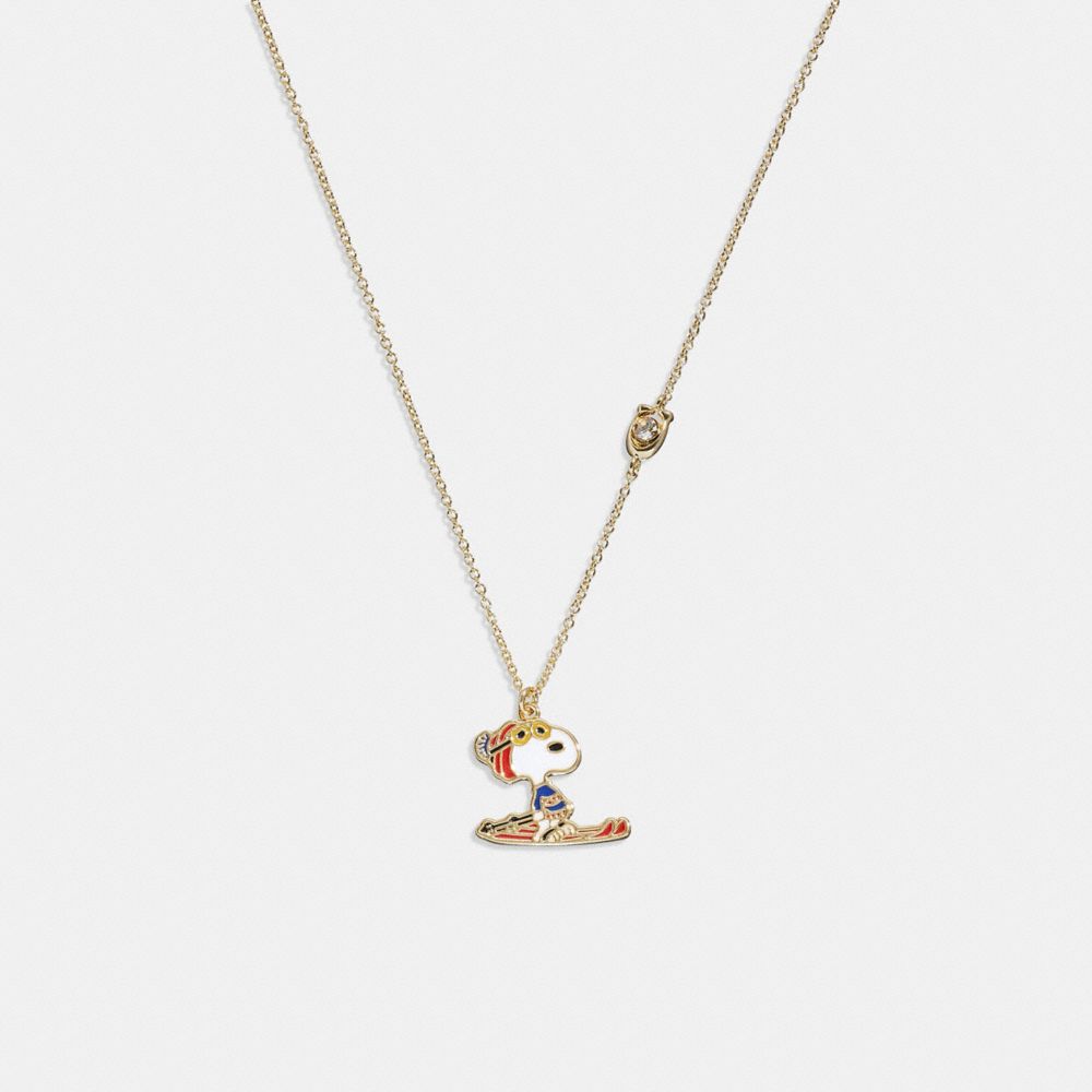 Coach X Peanuts Snoopy Ski Pendant Necklace - CG050 - Gold/Multi