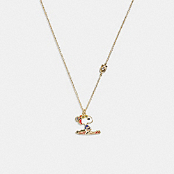 COACH CG050 Coach X Peanuts Snoopy Ski Pendant Necklace GOLD/MULTI