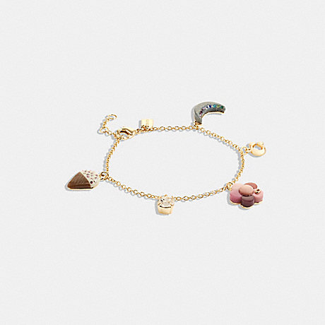 COACH CG059 Moon And Flower Charm Bracelet Gold/Multi