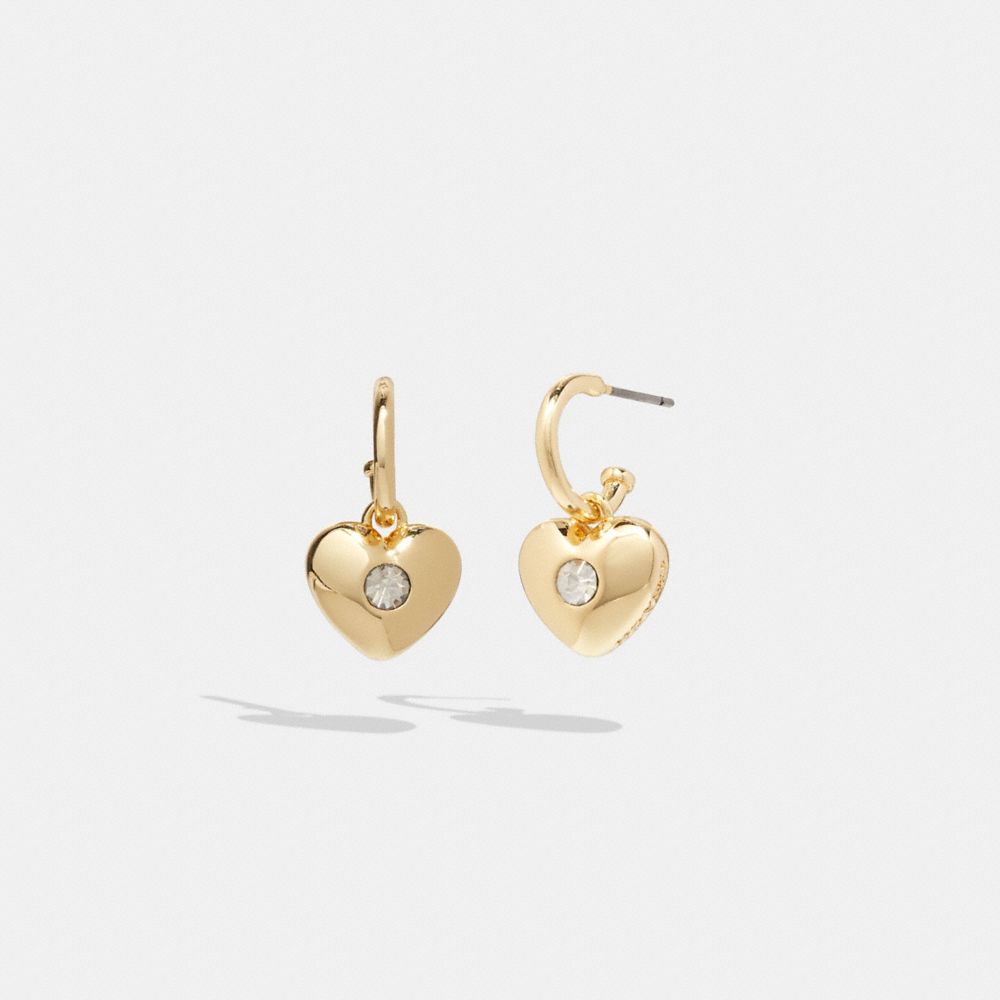 COACH CG067 Heart Huggie Earrings GOLD