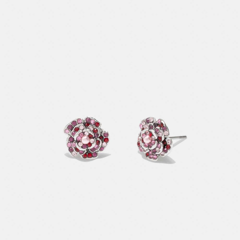 COACH CG070 Sparkling Rose Stud Earrings SILVER/PINK