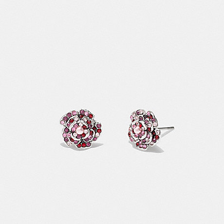 COACH CG070 Sparkling Rose Stud Earrings Silver/Pink