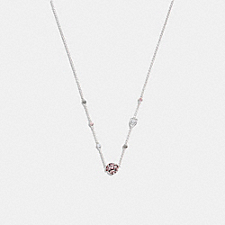 COACH CG071 Sparkling Rose Stone Necklace SILVER/PINK