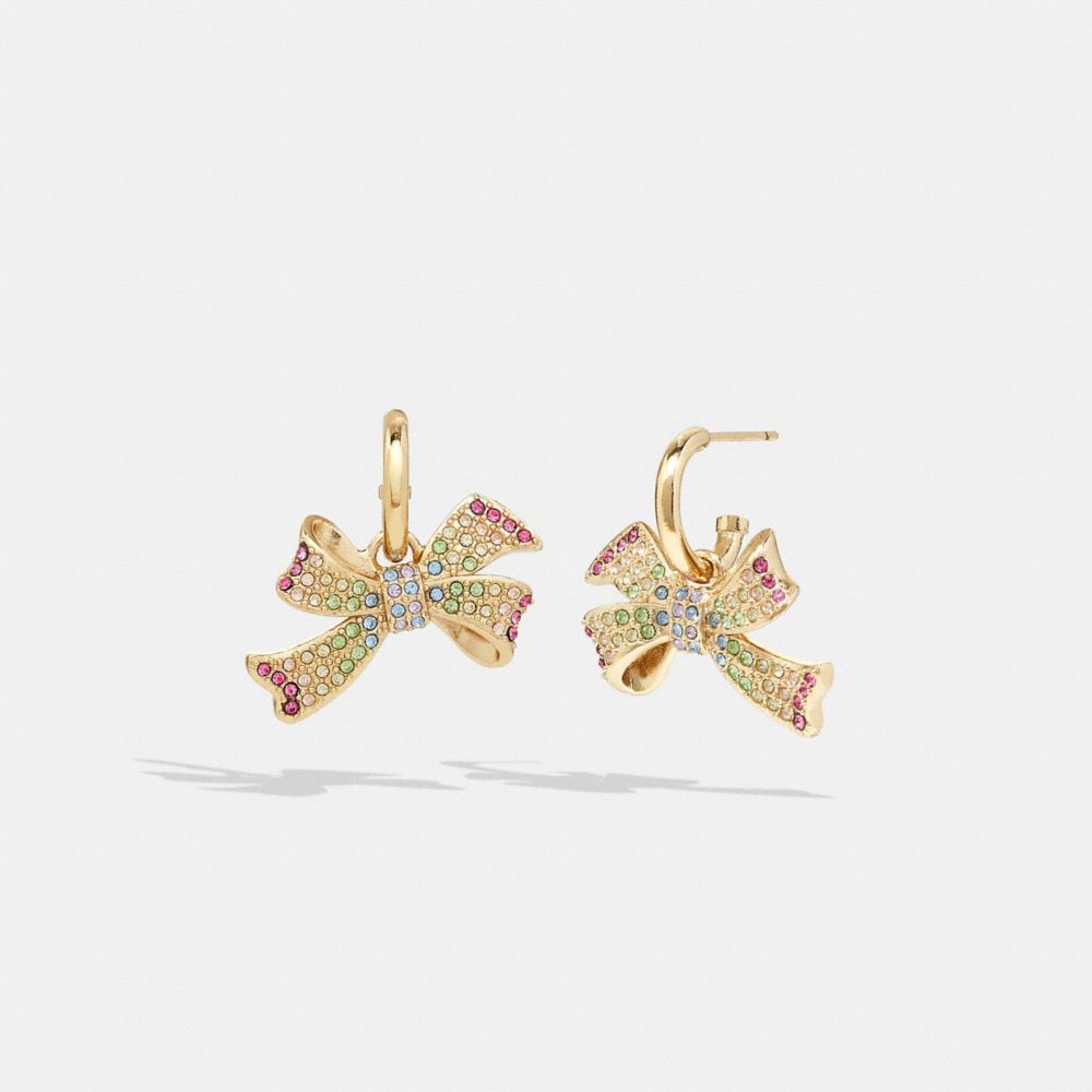 Pave Bow Huggie Earrings - CG078 - Gold/Multi