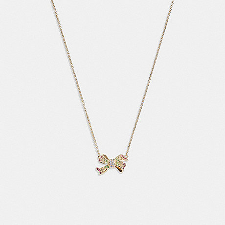 COACH CG079 Pave Bow Pendant Necklace Gold/Multi