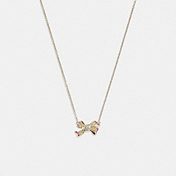 COACH CG079 Pave Bow Pendant Necklace GOLD/MULTI