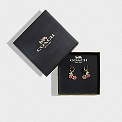 COACH CG083 Heart Cherry Huggie Earrings GOLD/RED