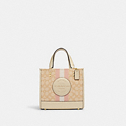 Dempsey Tote 22 In Signature Jacquard With Stripe And Coach Patch - CG096 - Im/Lt Khaki/Metallic Soft Gold