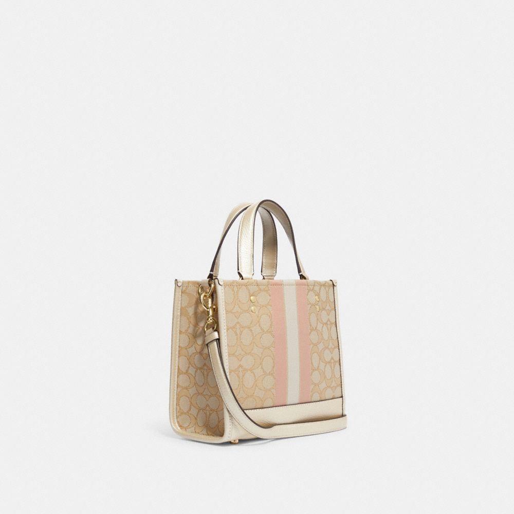DEMPSEY TOTE 22 IN SIGNATURE JACQUARD WITH STRIPE AND COACH PATCH