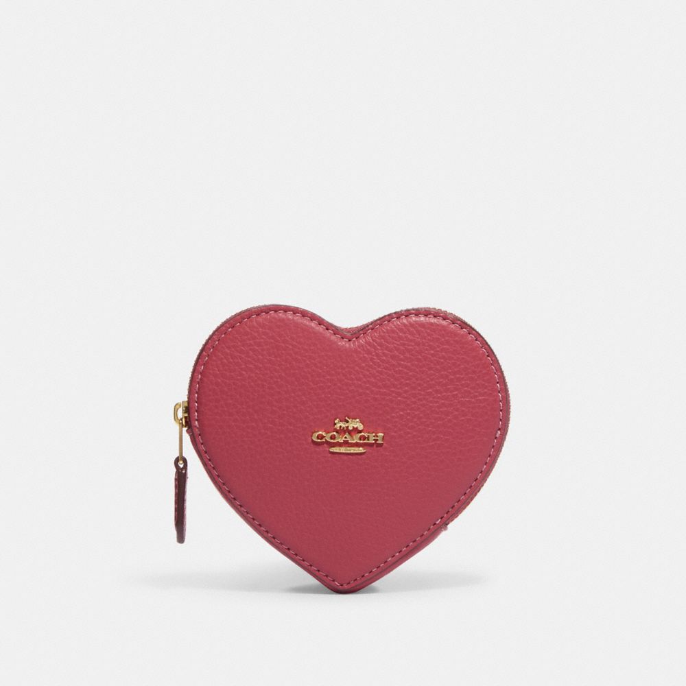 COACH CG098 Heart Coin Case GOLD/ROUGE