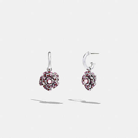 COACH CG101 Sparkling Rose Huggie Earrings Silver/Pink