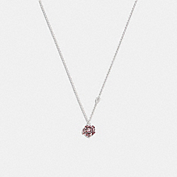 COACH CG102 Sparkling Rose Pendant Necklace SILVER/PINK