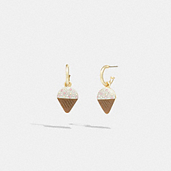 COACH CG104 Ice Cream Cone Huggie Earrings GOLD/WHITE