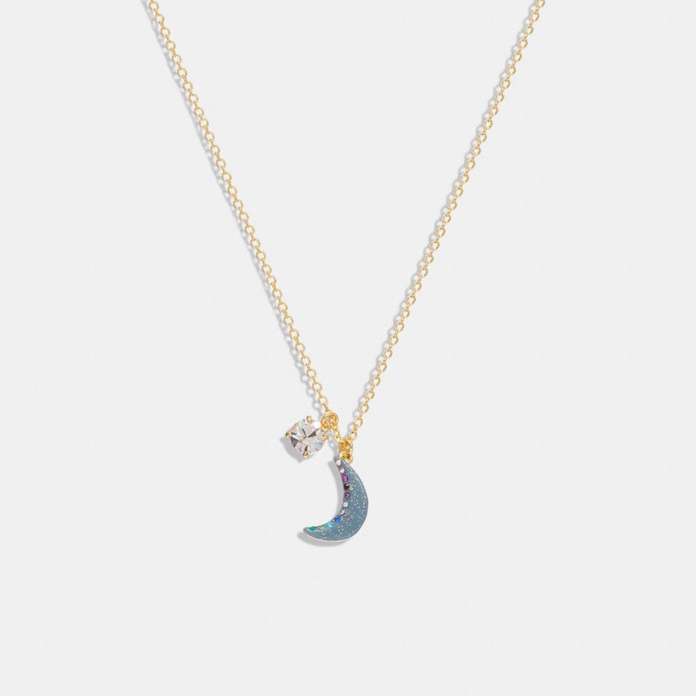 Moon Pendant Necklace - CG106 - Gold/Blue