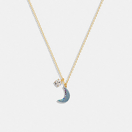 COACH CG106 Moon Pendant Necklace Gold/Blue