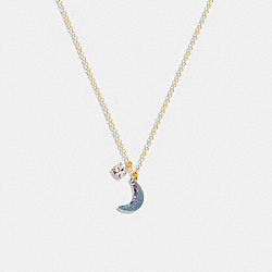 COACH CG106 Moon Pendant Necklace GOLD/BLUE