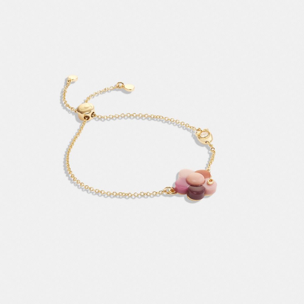 Flower Charm Slider Bracelet - CG107 - Gold/Pink