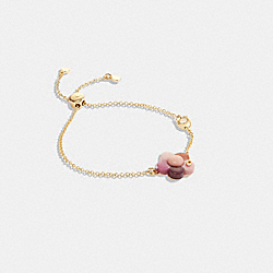 COACH CG107 Flower Charm Slider Bracelet GOLD/PINK