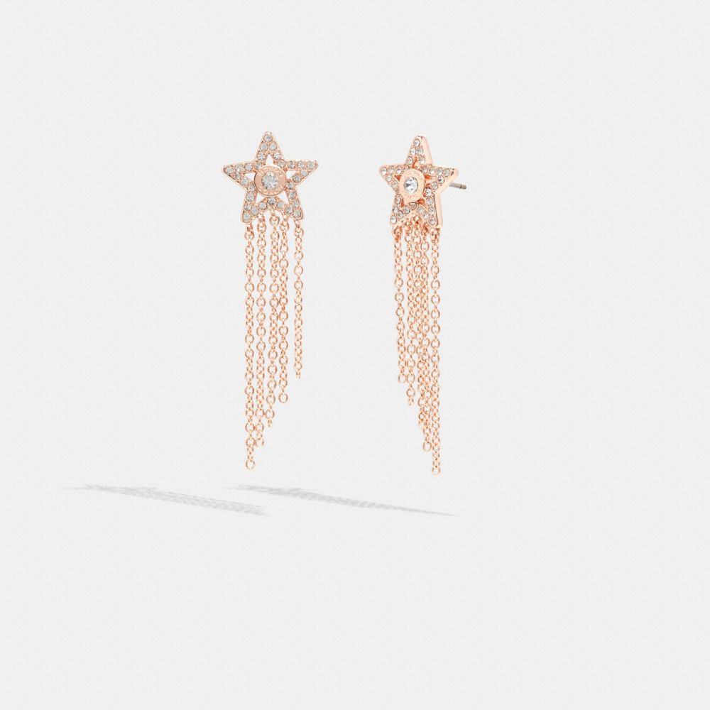 COACH CG110 Signature Star Fringe Earrings Rose Gold