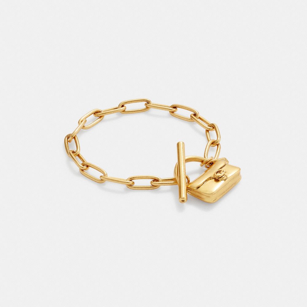 CG131 - Mini Handbag Charm Chain Link Bracelet Gold