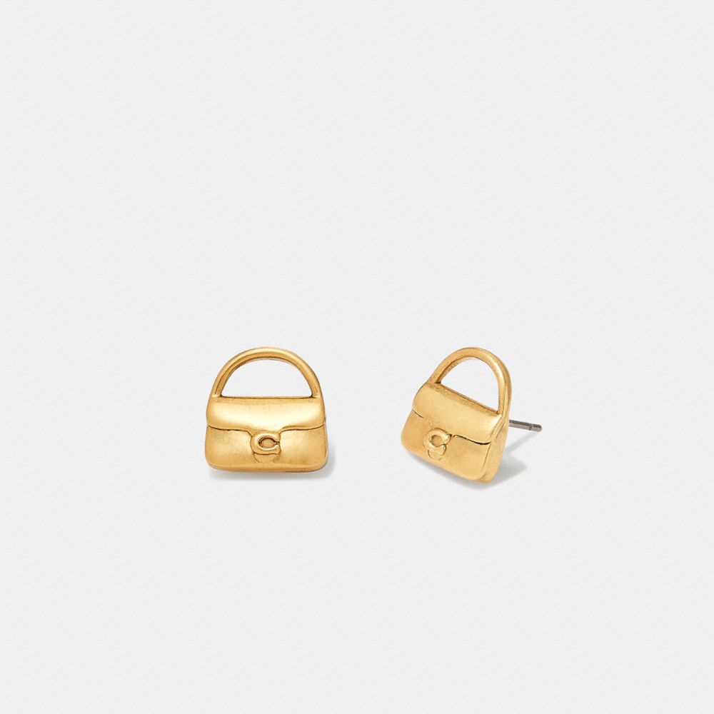 CG132 - Mini Handbag Charm Stud Earrings Gold