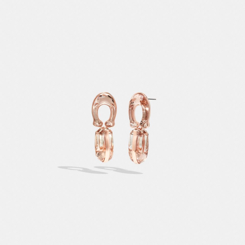 CG136 - Faceted Crystal Signature Double Drop Earrings Pink