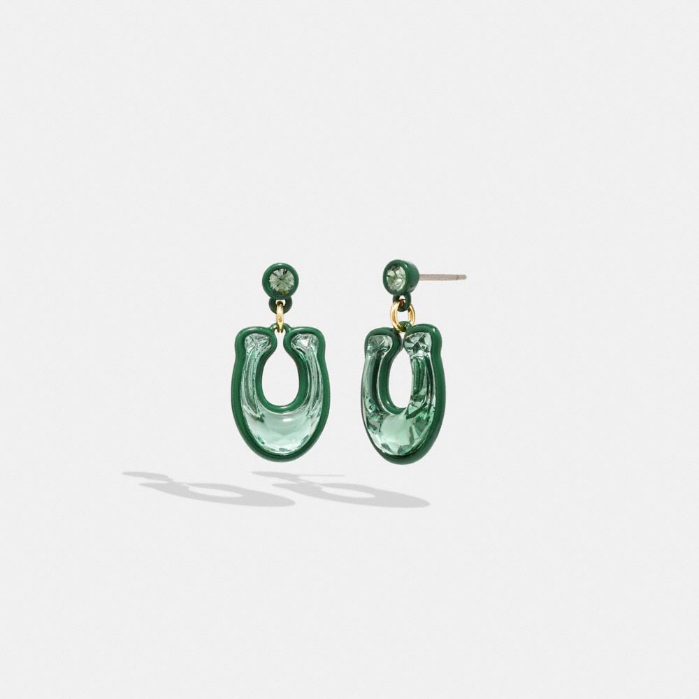 CG137 - Faceted Crystal Signature Drop Earrings Green
